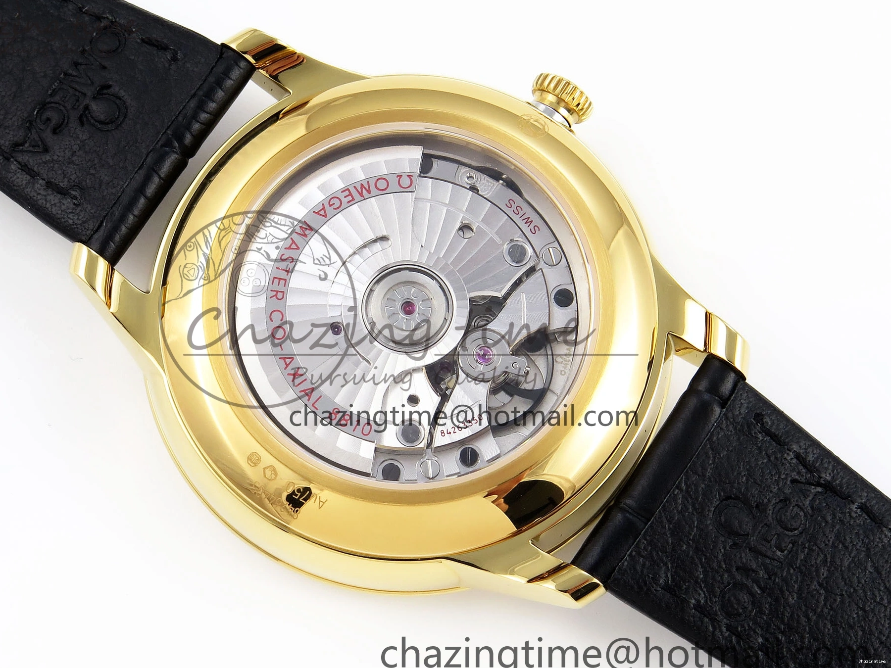 0124 WeatherProof De Ville Power Reserve YG MKF 1:1 Best Edition Black Dial on Black Leather Strap A 7758